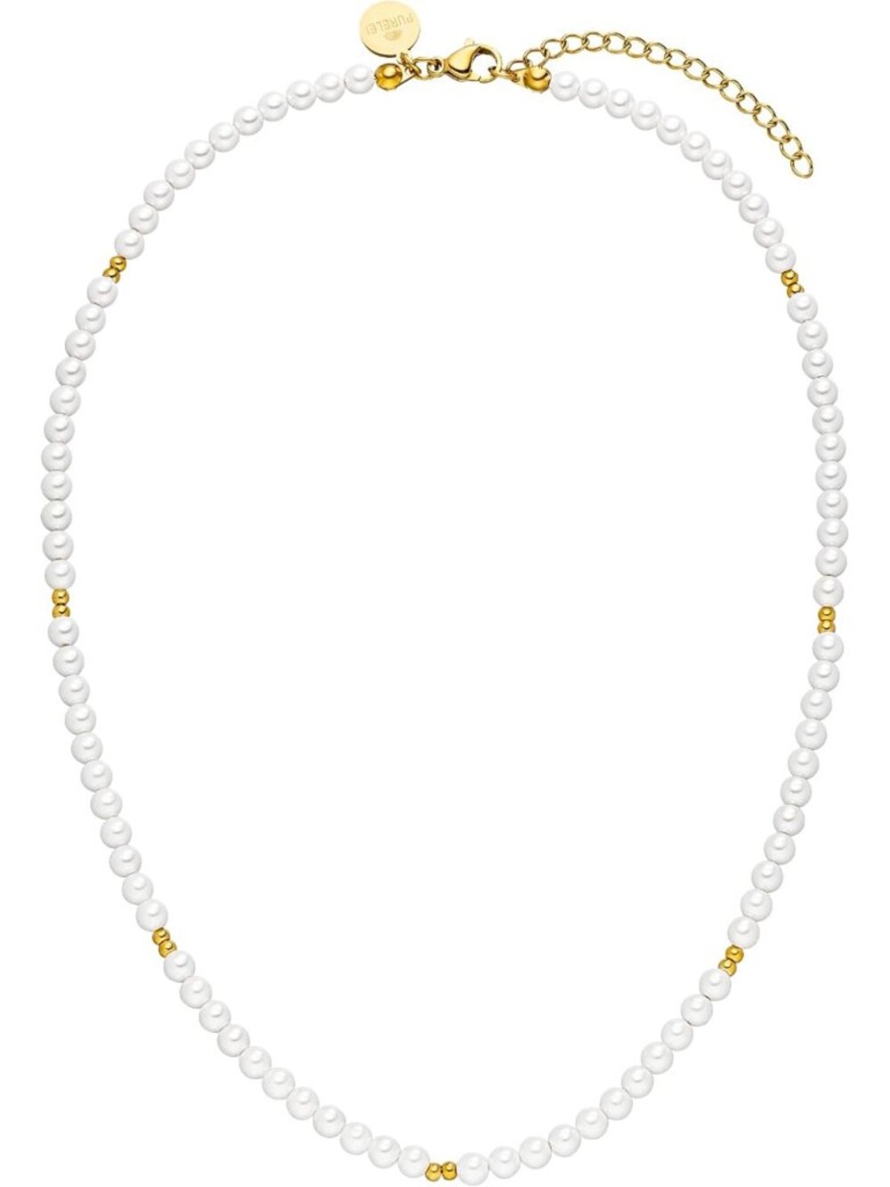 Stainless Steel Finesse Necklace with Sea Shell Pearls, Waterproof & Adjustable